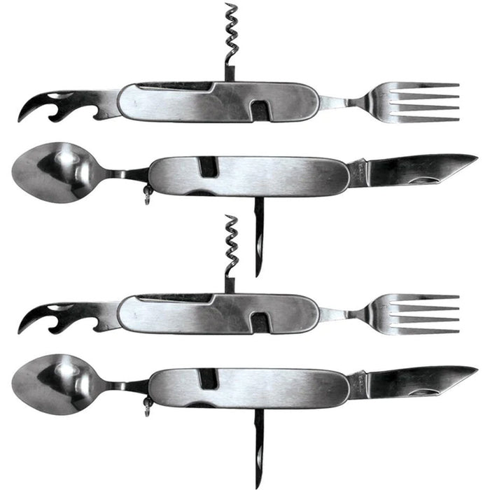 2 Sets Survivor Camping Cutlery Multifunction 7 in 1 Stainless Steel Utensils