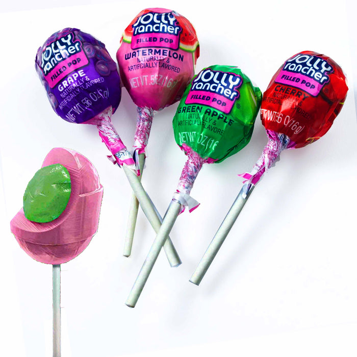 40 Jolly Rancher Filled Pops Chew Lollipops Assorted Flavors Sucker Hard Candy