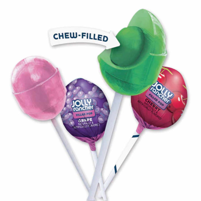 40 Jolly Rancher Filled Pops Chew Lollipops Assorted Flavors Sucker Hard Candy