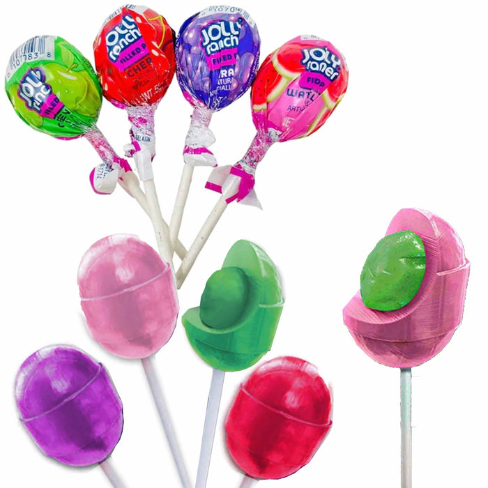 40 Jolly Rancher Filled Pops Chew Lollipops Assorted Flavors Sucker Hard Candy