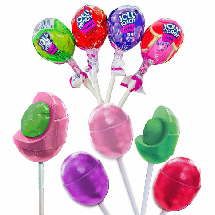 40 Jolly Rancher Filled Pops Chew Lollipops Assorted Flavors Sucker Hard Candy