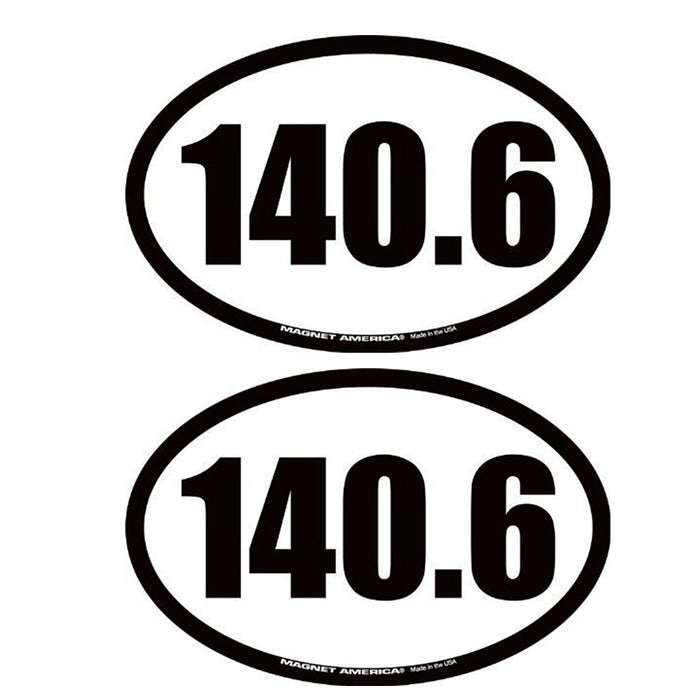 2PC 140.6 Full Triathlon Magnet Bumper Oval Decal Car Swim Bike Run Race