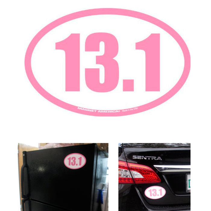 2Pc 13.1 Inverted Pink Half Marathon Magnet 4x6 inch Oval Decal Great Car Fridge