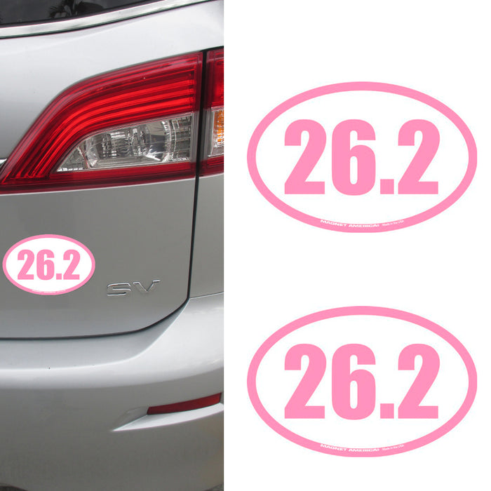 2 X 26.2 Marathon Vinyl Decal Magnet Car Truck Bumper Running Sports Race Pink