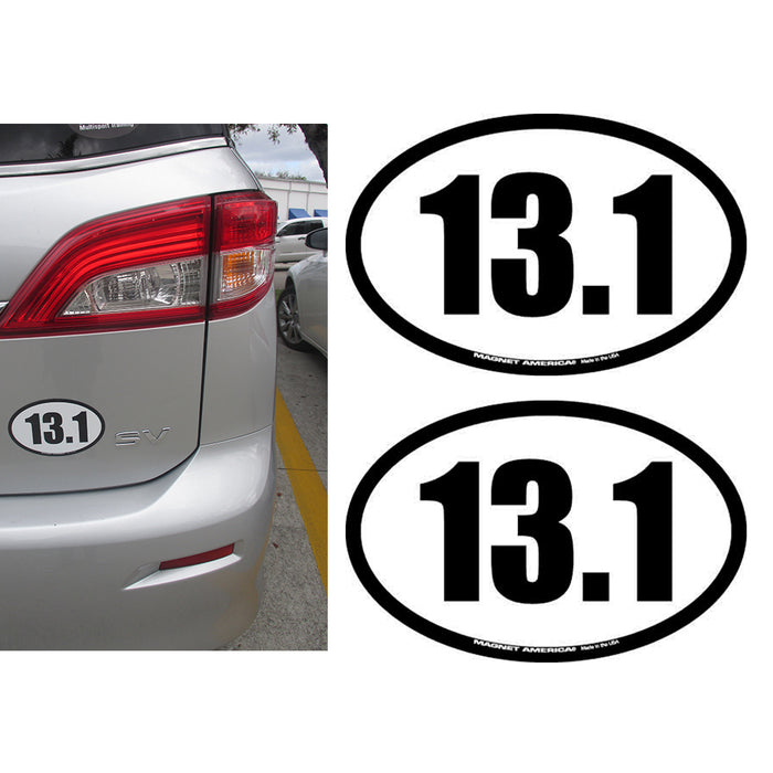 2Pc 13.1 Half Marathon Decal Magnet Oval Car Window Running Race Charity Fitness