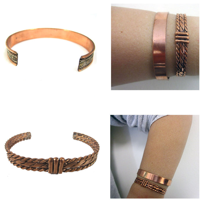 1pc Copper Pain Cuff Bracelet Bangle Adjustable Women Men Jewelry Gifts Styles