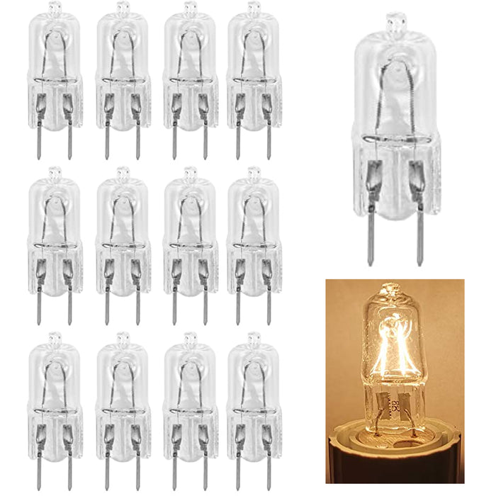 12 Pc Bi-Pin Halogen Light Bulb JCD Replacements 25W 120V G8 Clear Capsule Base