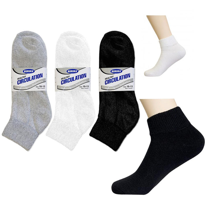 9 Pairs Diabetic Ankle Circulatory Socks Health Support Men Loose Fit Size 10-13