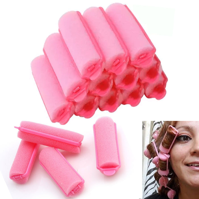 12 Medium Soft Foam Cushion Hair Rollers Curlers Salon Styling Waves Curls 2.4"