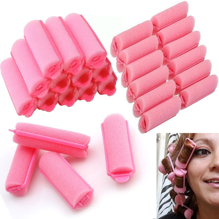 12 Medium Soft Foam Cushion Hair Rollers Curlers Salon Styling Waves Curls 2.4"