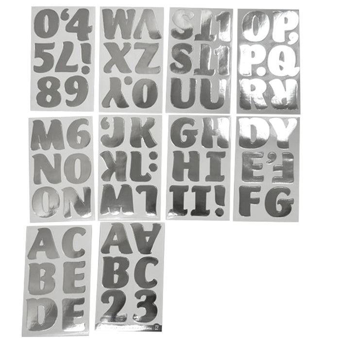 72 Pcs Scrapbooking Stickers Alphabet Numbers Large Bold Letters Silve —  AllTopBargains