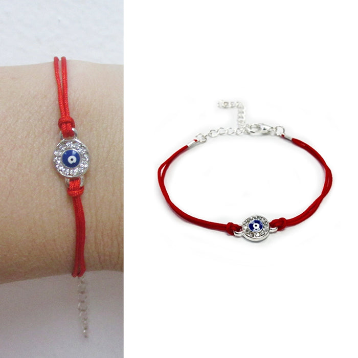 Evil Eye Mati Hamsa Charm Cubic Zirconia CZ Crystal Bracelet Lucky Red String