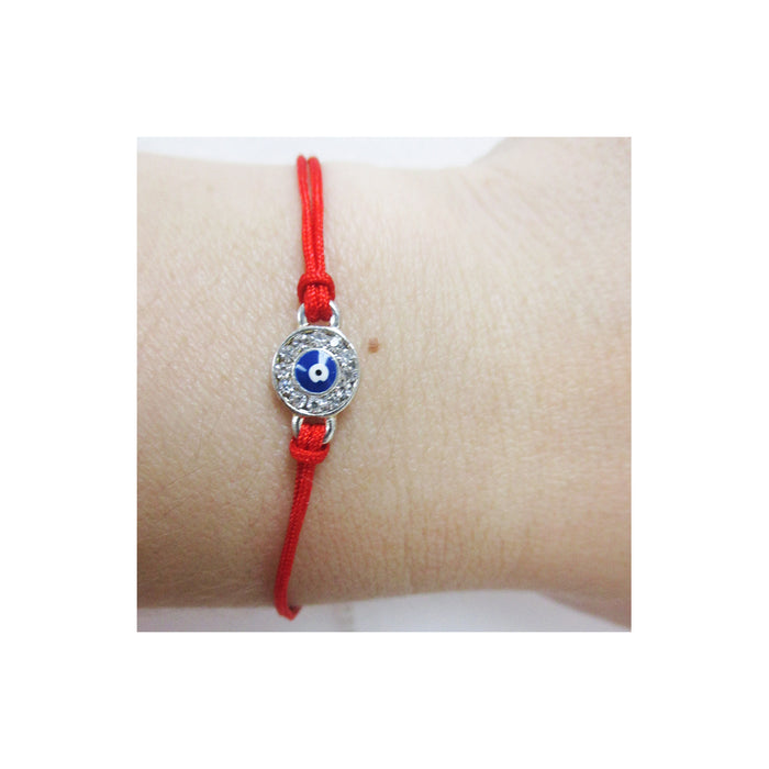 Evil Eye Mati Hamsa Charm Cubic Zirconia CZ Crystal Bracelet Lucky Red String