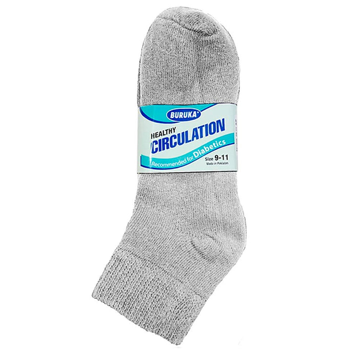 12 Pair Diabetic Ankle Circulatory Socks Health Support Mens Fit Grey Size 9-11