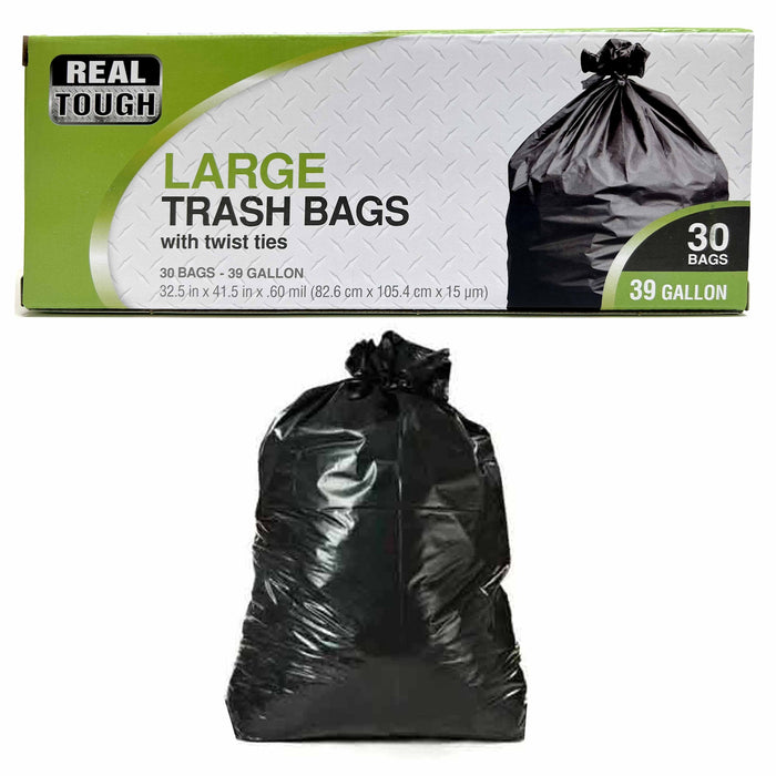 AllTopBargains 40pc Black Lawn Leaf Trash Bags 39 Gallon Capacity Strong Grass Garden Multi Use
