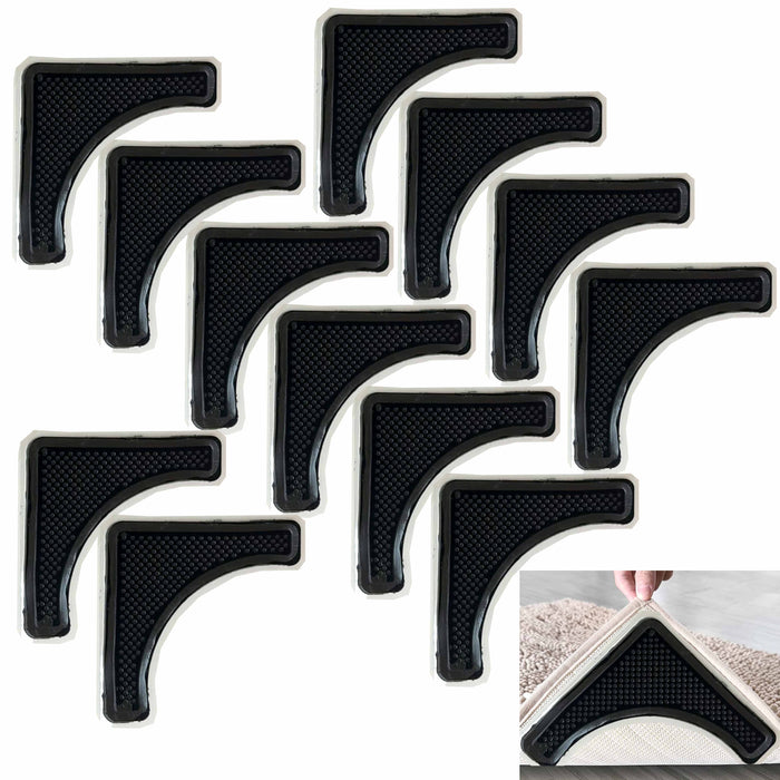 12 Non Slip Rug Grippers Carpet Mat Grip Set Floor Pad Tape Adhesive Anti Skid