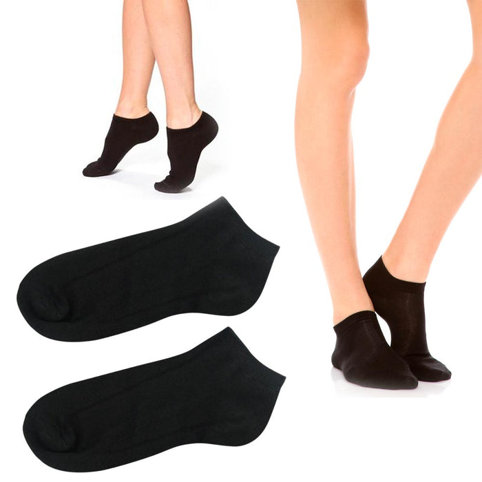 6 Pairs Womens Ankle Socks Low Cut Fit Crew Size 6-8 Sports Black Footies