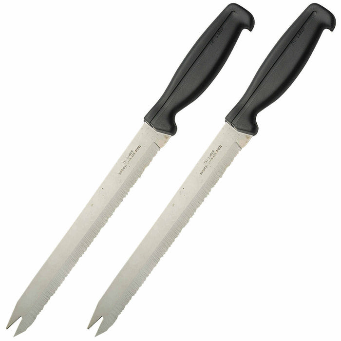 2 Pc Carving Knife Fork Tip 12.5" Sharp Surgical Stainless Steel Forked Serrated