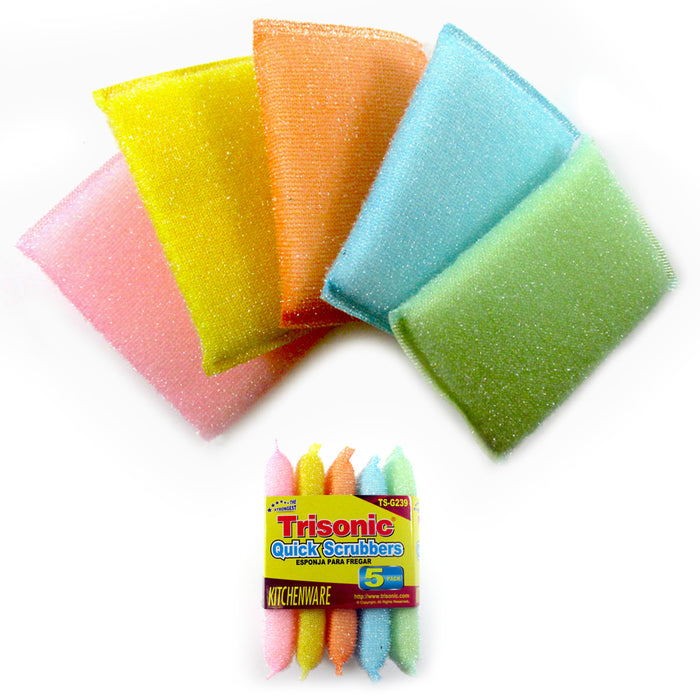 5 Quick Scrubbers Multipurpose Sponge Kitchen Cleaning Scratch Free Durable Pad