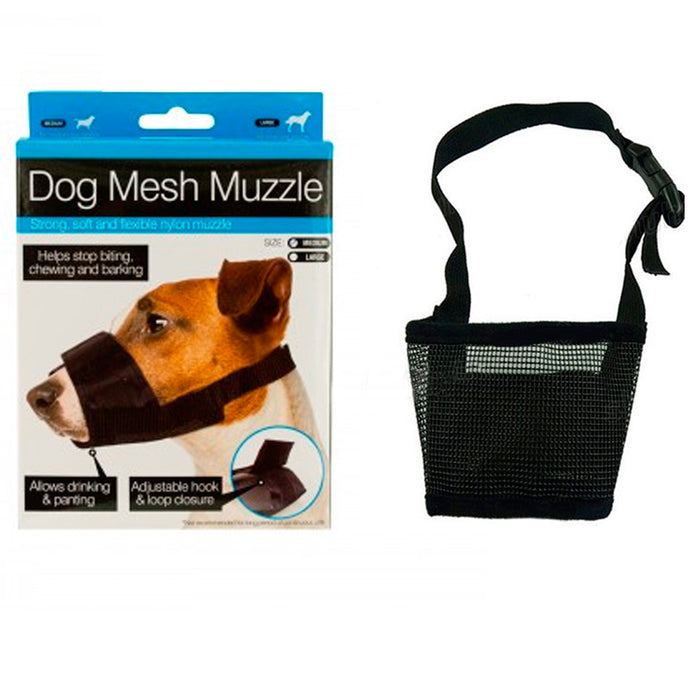 Pet Dog Mesh Mouth Muzzle Grooming Mask Nylon No Bark Bite Chewing Adjustable Bk