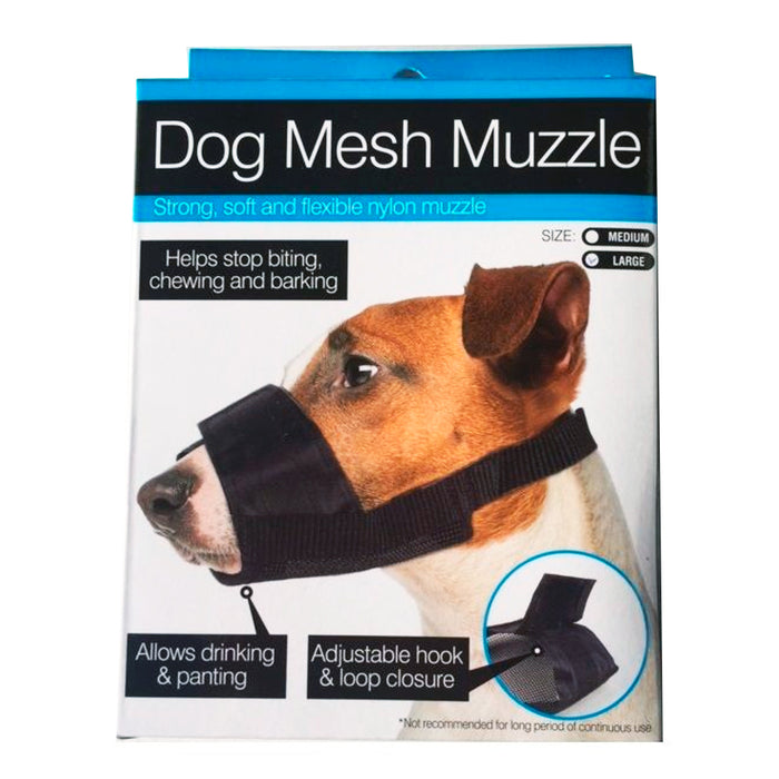 Pet Dog Mesh Mouth Muzzle Grooming Mask Nylon No Bark Bite Chewing Adjustable Bk