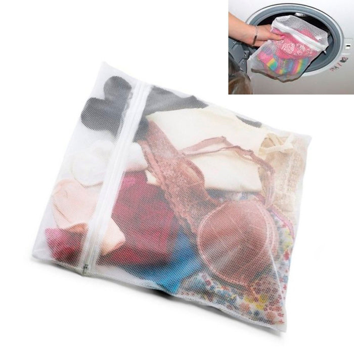 2 Delicate Laundry Washing Mesh Net Wash Bag Zippered Socks Bra Lingerie Clothes