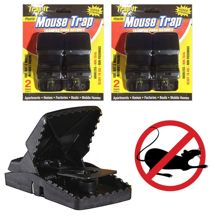 4 Pack Mouse Snap Traps Mice Trap House Indoor Outdoor Quick Mousetrap Catcher