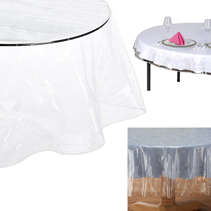 2 Clear Plastic Waterproof Tablecloth Protector 60x108" Vinyl Oblong Table Cover