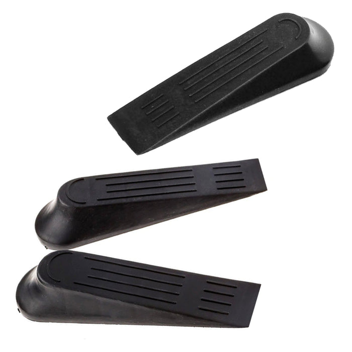 8 Door Stoppers Wedge Black Plastic Doorstop Home Floor Carpet Holder Office New