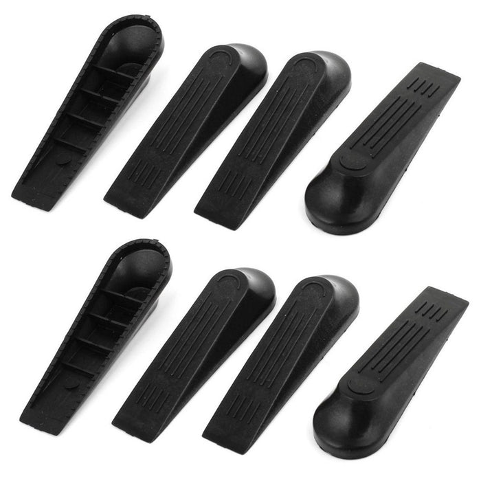 8 Door Stoppers Wedge Black Plastic Doorstop Home Floor Carpet Holder Office New