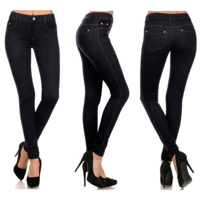 1pc Womens Mid Rise Stretch Pull On Jeggings Skinny Jeans Black Small Denim Soft