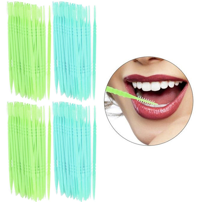 400 Ct Dental Flossers Toothpicks Brush Picks Interdental Braces Bristles Teeth