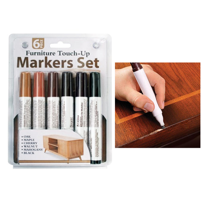 6 Pc Furniture Touch Up Marker Pen Wood Wax Scratch Repair Filler Remover Fix