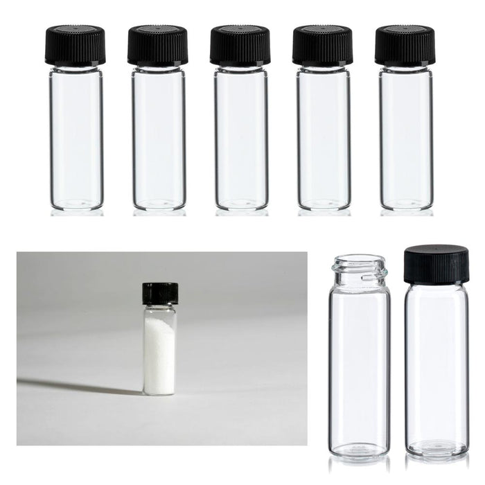 100 Mini Clear Glass Vial Bottles Cap 2 3/16 Tall 6 mL Gold Panning Prospecting