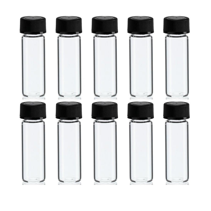 100 Mini Clear Glass Vial Bottles Cap 2 3/16 Tall 6 mL Gold Panning Prospecting