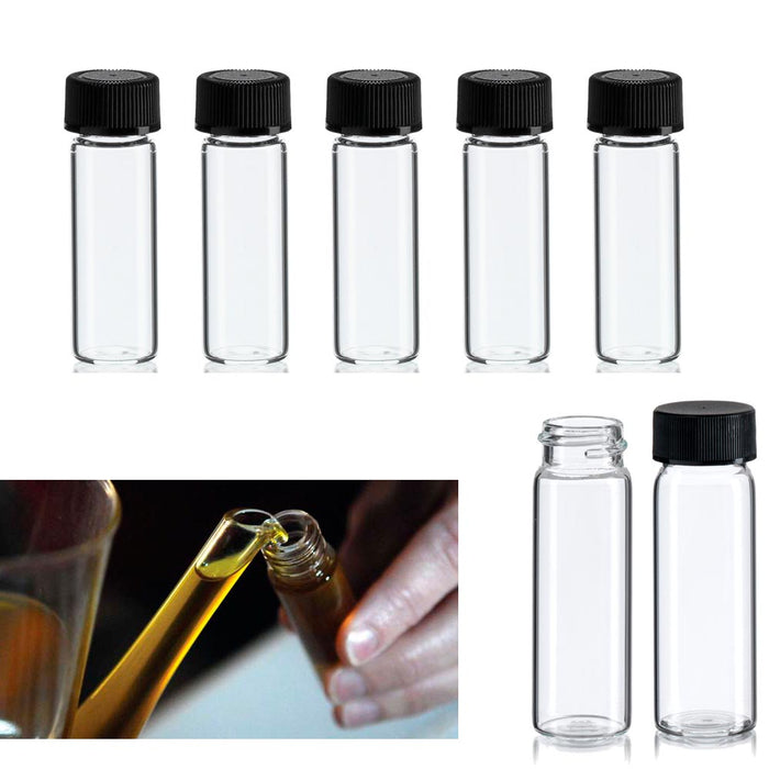 100 Mini Clear Glass Vial Bottles Cap Lab Vials Bottle 1 3/4 Tall 1/8 Oz Tubes