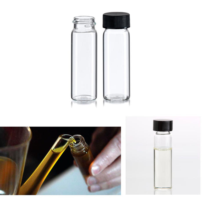 10 Mini Clear Glass Vial Bottles Cap 2 3/16 Tall 6 mL Gold Panning Prospecting