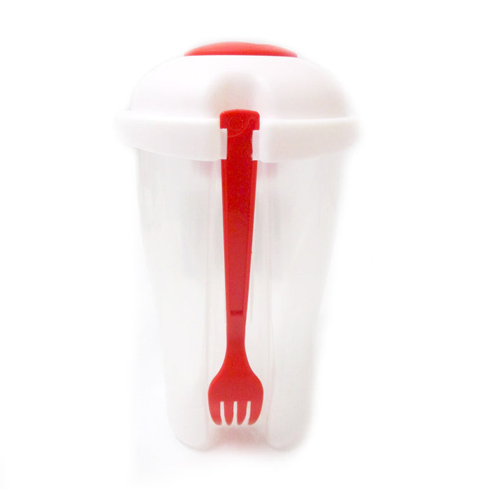 4 Salad Cup Container Serving Shaker Dressing Storage Fork Fruit Food On The Go