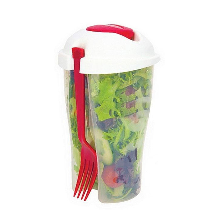 4 Salad Cup Container Serving Shaker Dressing Storage Fork Fruit Food On The Go