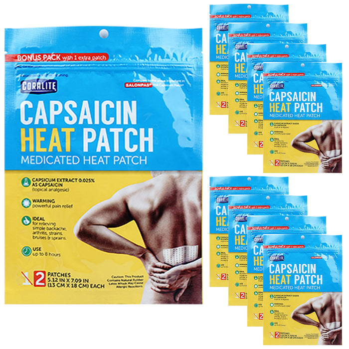 16 Capsaicin Heat Patches Topical Analgesic Medicated Back Arthritis Pain Relief