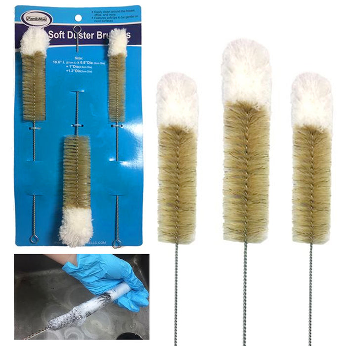 3 PC Sizes Soft Tip Pipe Cleaning Brushes Sink Baby Bottle Brush Flexible Spout