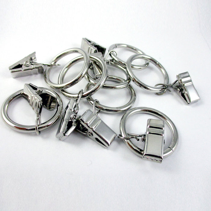 8 Metal Curtain Rings Drapery Clips Ring Eyelets Fits Up to 7/8 Rod Window New