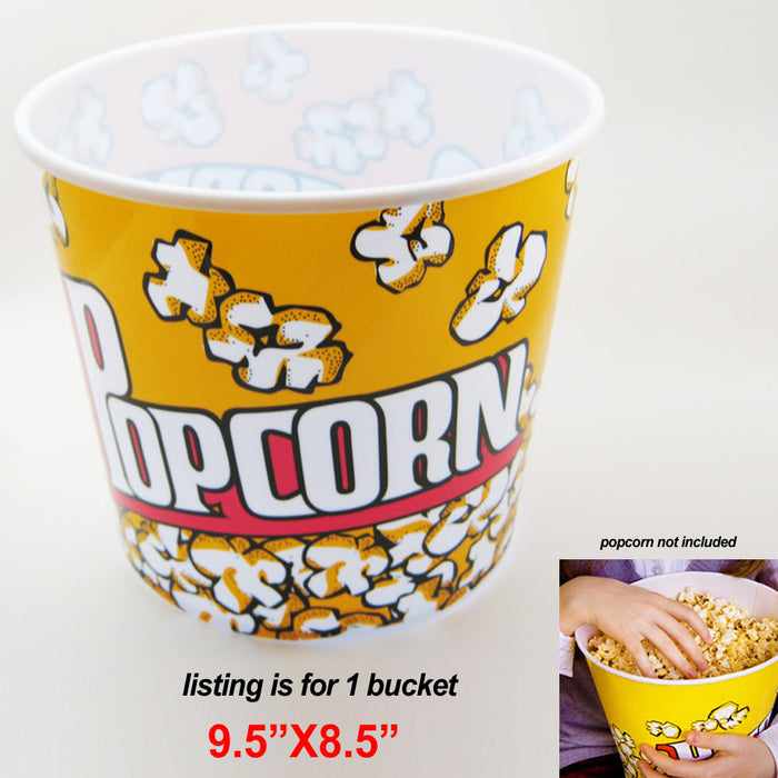 Popcorn Bowl Bucket Retro Style Reusable Plastic Container Movie Theater 8" Tall