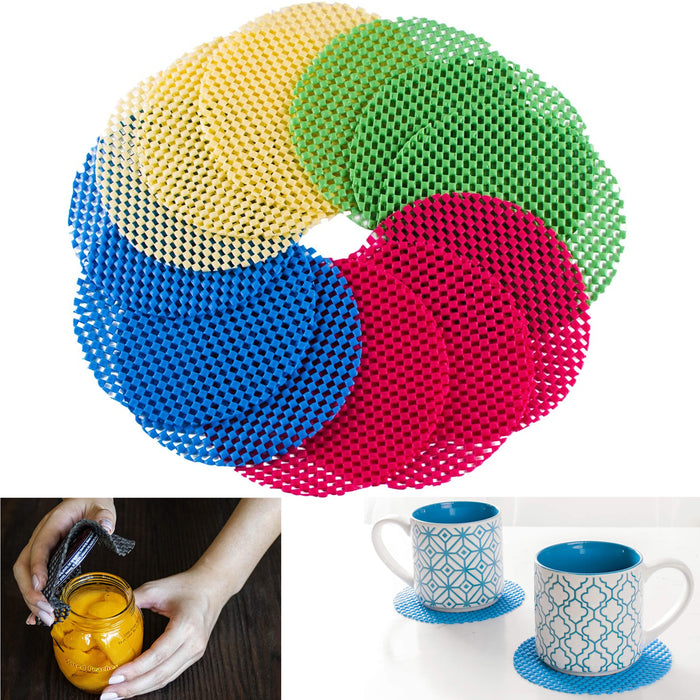 20 Pc Multi-Purpose Non Slip Coasters Bottle Cap Jar Lid Openers Grip Pads Mats