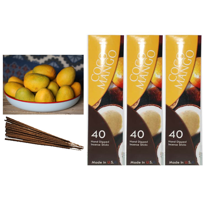 120 Incense Stick Coco Mango Fragrance Hand Dipped Burning Perfume Scent Bulk