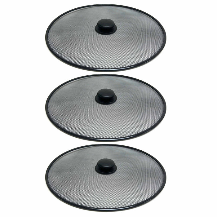 3 Pc Set Steel Mesh Splatter Screen Grease Hot Oil Guard Frying Pan Cover 11"