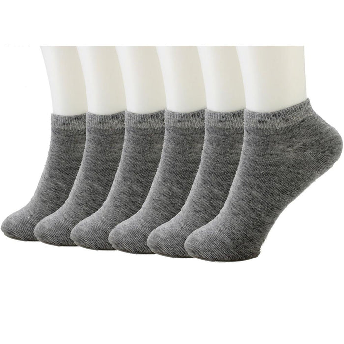 6 Pairs Ankle Socks Mens Womens Low Cut Crew Sports Shoe Size 10-13 Grey