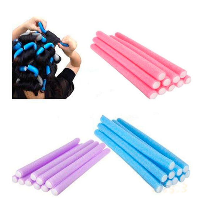 10 Pc Hair Curler Makers Soft Foam Rollers Bendy Twist Curls Tool DIY Styling !