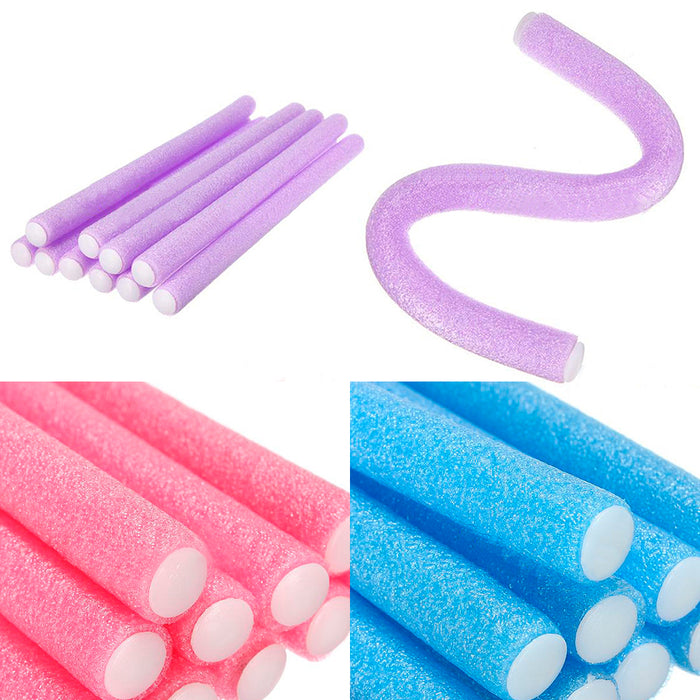 10 Pc Hair Curler Makers Soft Foam Rollers Bendy Twist Curls Tool DIY Styling !