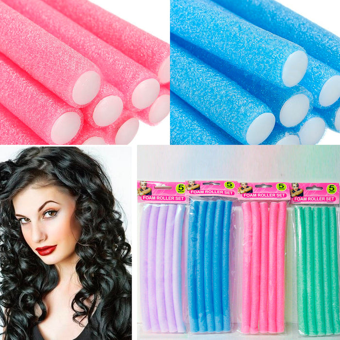 10 Pc Hair Curler Makers Soft Foam Rollers Bendy Twist Curls Tool DIY Styling !